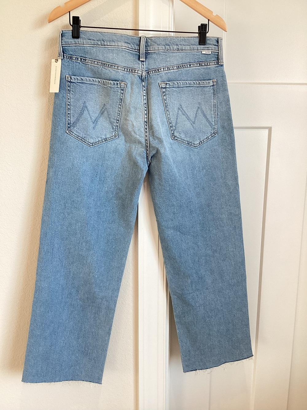 MOTHER Rambler Mid Rise Ankle Fray Jeans Zip New 30 Comeback Kid Light Blue - Picture 8 of 14